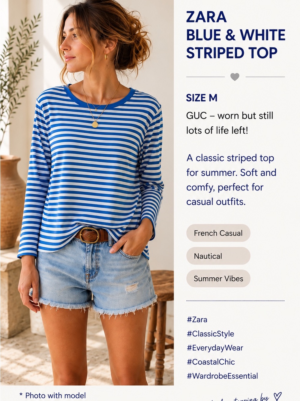 💙ZARA Striped Top Size M - Picture 2 of 6